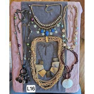 Lot Of 9 Wearable Fashion Costume Necklaces / L16